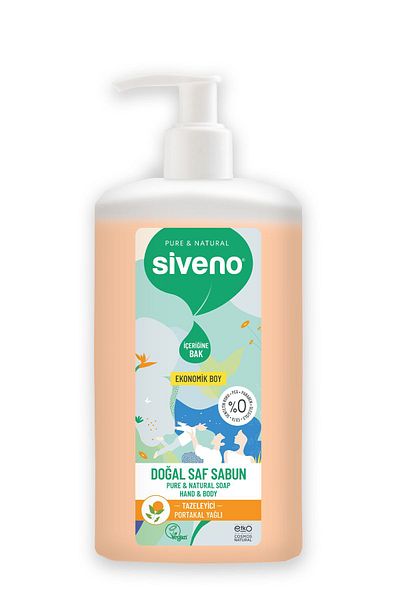 Siveno 100% Natural Liquid Castile Soap with Orange Oil Intensive Moisturizing Purifying Herbal Vegan 1000 ml