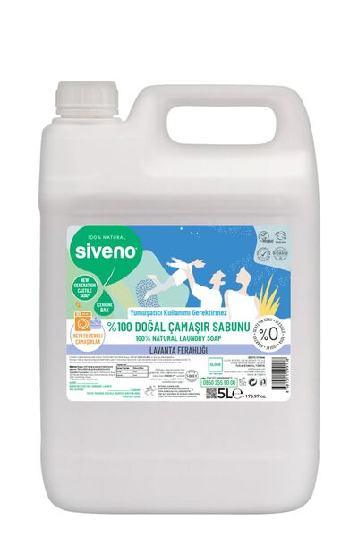 Siveno %100 Doğal Çamaşır Sabunu Bitkisel Deterjan Yumuşatıcı Gerektirmez Vegan 5000 ml