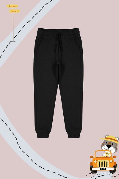 TRENDYOLKIDS Κοριτσίστικη λεπτή μέση με κορδόνι μαύρο πλεκτό παντελόνι - Seasonal με τσέπες TKDAW25EA00000