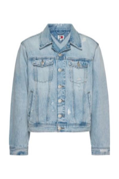 Tommy Jeans Klasszikus Mom Trucker női dzseki - Distressed Denim - DW0DW176621AB