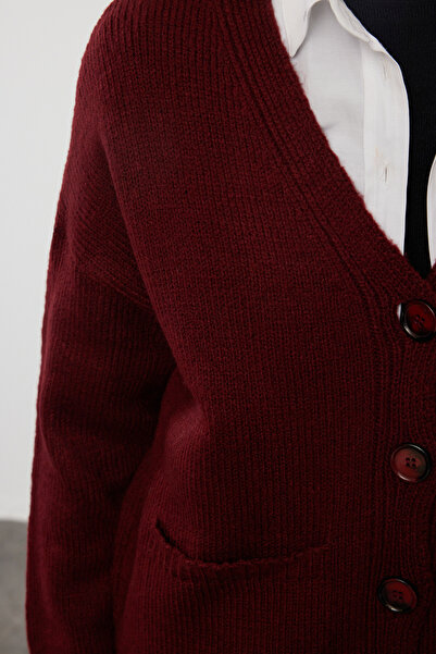 Trendyol Collection Soft Textured Claret Red Knitwear Cardigan - TWOAW20HI0213