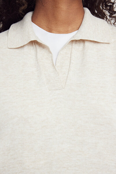 Trendyol Modest Long Knitwear Sweater Dress - Stone TCTAW25UV00007