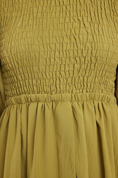 Edit by Trendyol Φόρεμα Long Oil Green Gipe με λεπτομέρειες - TEDAW25EB00001