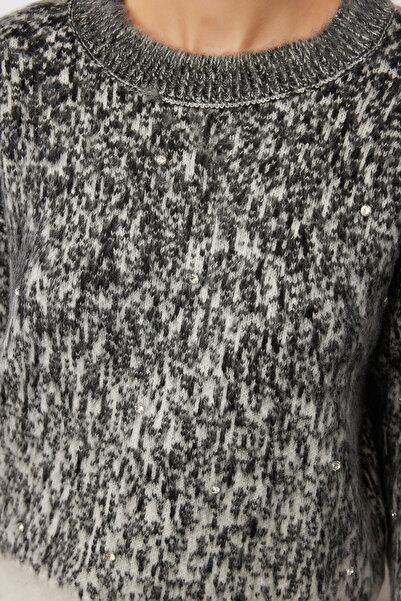 Trendyol Collection Πλεκτό πουλόβερ με μαλακή υφή από πέτρα Anthracite TWOAW25KZ00150