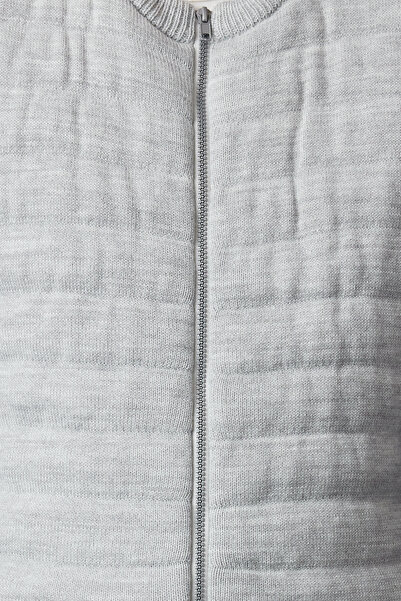 Trendyol Collection Šedá nafukovací úpletová vesta se zapínáním na zip, Melange Twoaw25Ye00020