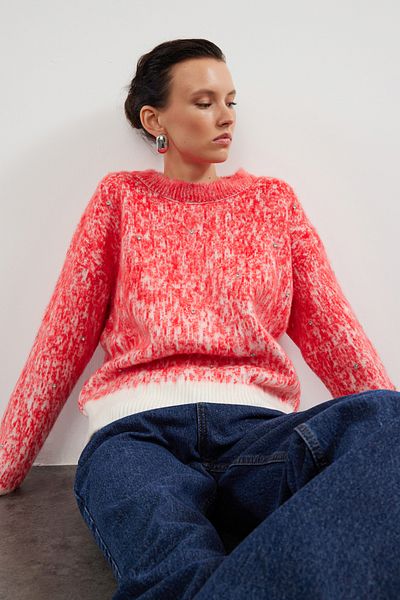Trendyol Collection Patterned Soft Textured Red Knitwear Sweater - TWOAW25KZ00150