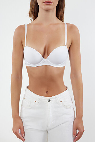Trendyol Collection Білий бюстгальтер на кісточках з додатковими м'якими бретелями з ефектом пуш-ап Orme THMAW21SU0058