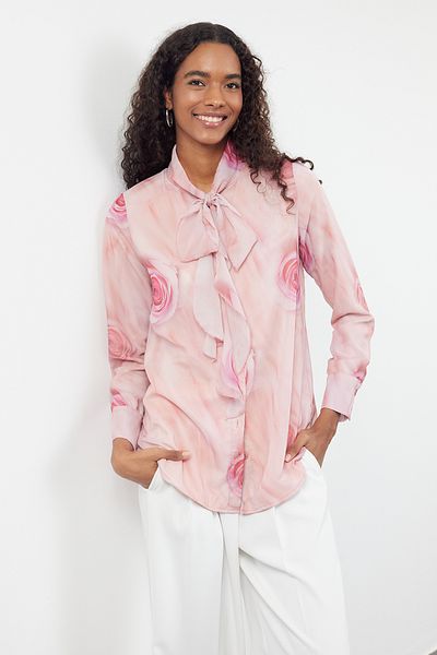 Trendyol Modest Rüschenhemd mit getrockneten Rosen - gemustert, gewebt, TCTAW25TG00003