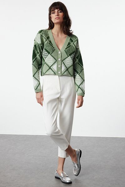 Trendyol Collection Soft Textured Mint Crop Knitwear Cardigan - Twoaw25Hi00278