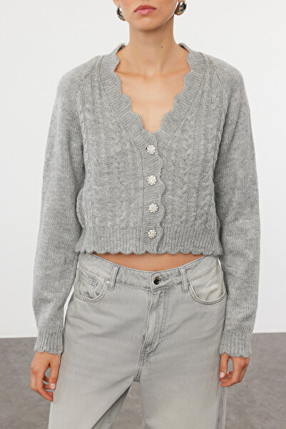 Trendyol Collection Měkký úplet z šedého úpletu s texturou - Twoaw25Hi00277