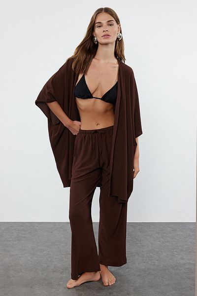Trendyol Collection Burümcük barna kimonó és nadrág szett - TBESS23AU00149