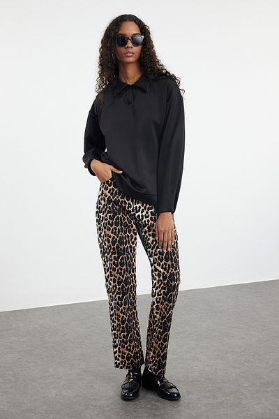 Trendyol Modest Oversize černá potápěčská tunika - TCTAW25UK00002
