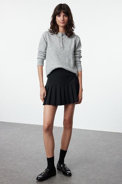 Trendyol Collection Soft Textured Gray Knitwear Sweater - TWOAW25KZ00160
