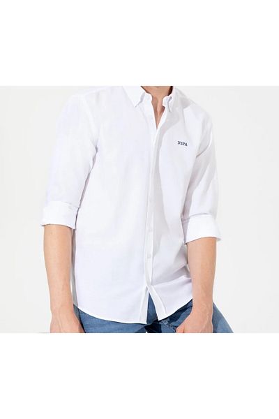 U.S. Polo Assn. Ανδρικό λευκό πουκάμισο