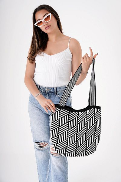 CHUBA Ethnic Bohemian Knitwear Shopper - Black Strap Casual Hand and Shoulder Bag CHAX811