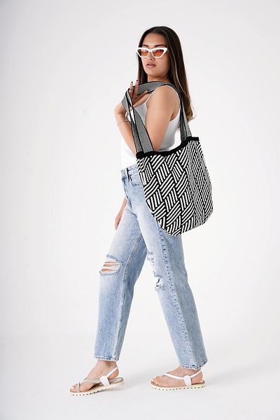 CHUBA Ethnic Bohemian Knitwear Shopper - Black Strap Casual Hand and Shoulder Bag CHAX811