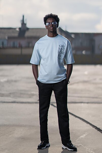 AKÇAYLAR 100% бавовняна футболка з велосипедним коміром і принтом, оверсайз