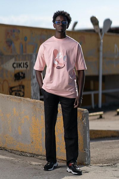 AKÇAYLAR Μπλουζάκι με στάμπα Crew Neck 100% βαμβακερό oversize
