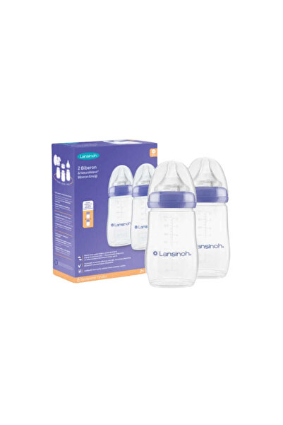 Lansinoh زجاجة أطفال وحلمة رضاعة ناتشورال ويف 2×240 مل مقاس M +3 أشهر