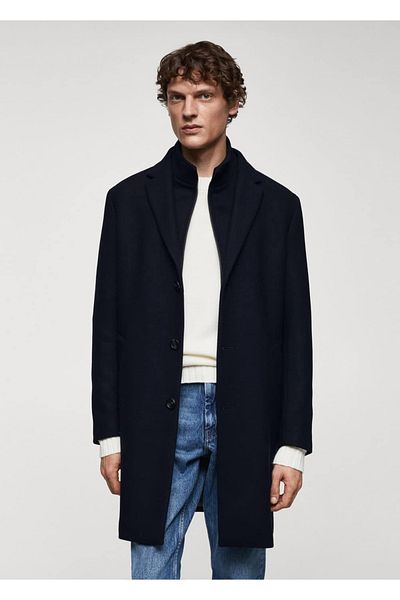 MANGO Man Wollmantel mit abnehmbarem Kragen