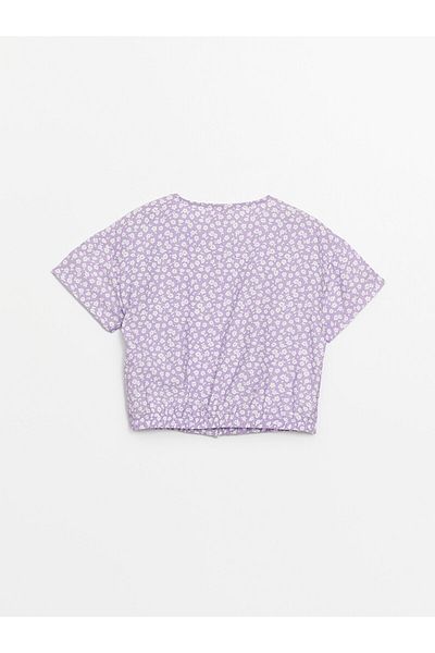 LC Waikiki LCW Girls Floral Print Crop Μπλούζα - Crew Neck