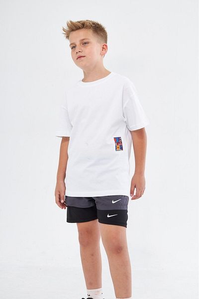 The Champ Clothing Бяла детска тениска с щампа с баскетболен дизайн