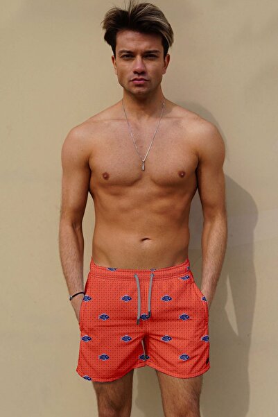 C&City Ψηφιακό εμπριμέ θαλάσσιο σορτς Father Son C1156-c11018 Πορτοκαλί