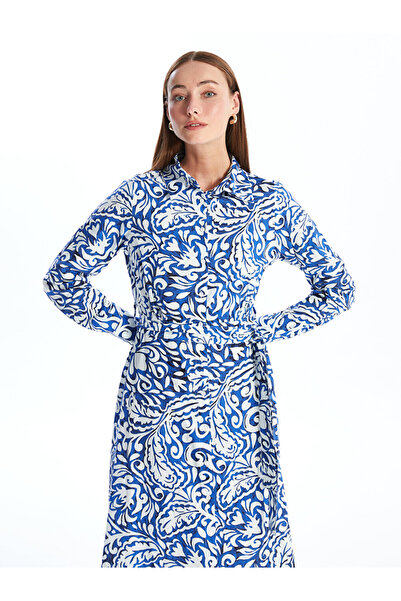 LC Waikiki Rochie cămașă damă cu mânecă lungă cu model