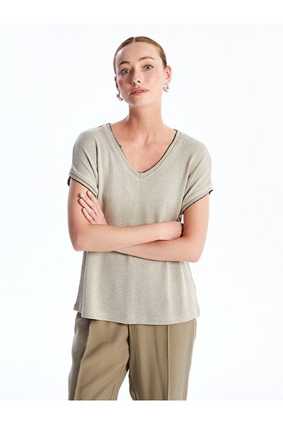 LC Waikiki V-Neck Plain Short Sleeve Women's T-Shirt