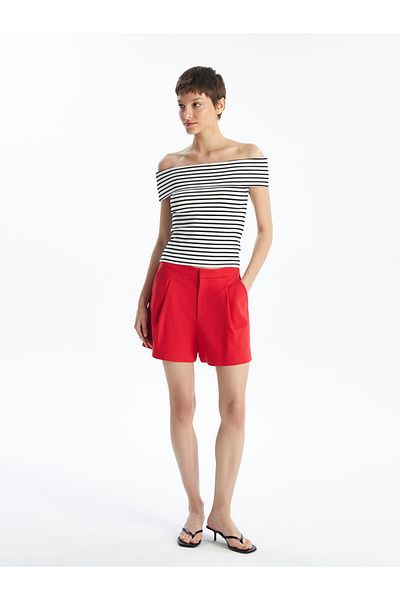 LC Waikiki Women's Shorts - Comfortable Fit, Plain Linen Look