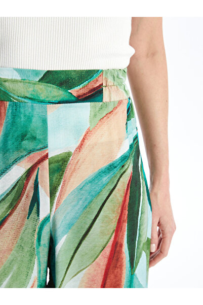 LC Waikiki Dámské kalhoty se vzorem široká noha - elastický pas