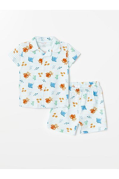 LC Waikiki Pajama Set with Polo Collar Short Sleeve Shorts for Baby Boy