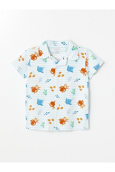 LC Waikiki Pajama Set with Polo Collar Short Sleeve Shorts for Baby Boy