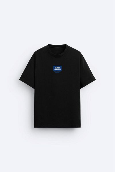 The Champ Clothing Ανδρικό μπλουζάκι Classic Aesthetic Text Printed Μαύρο Oversize