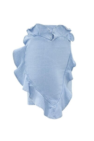 NOK İSTANBUL Nok Denim Serisi Love Mini Etek LİGHT BLUE