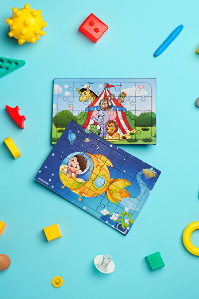 printkonsept مجموعة ألغاز خشبية لمرحلة ما قبل المدرسة - السيرك والسفر إلى الفضاء