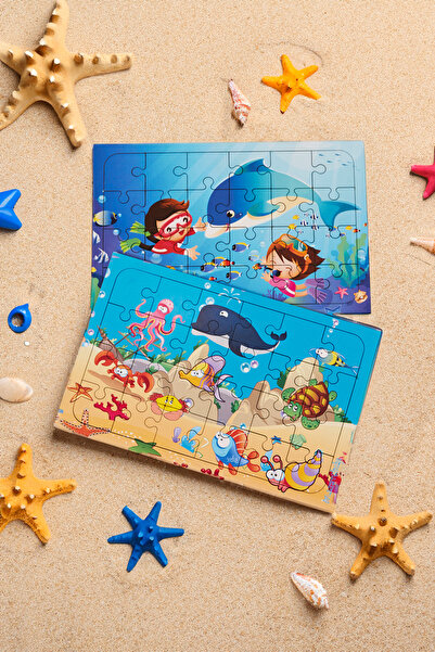 printkonsept مجموعة ألغاز خشبية لطيفة على شكل المحيط والغواص - ألغاز للمبتدئي...