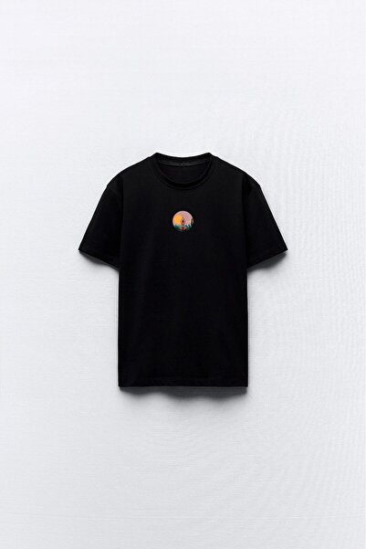 The Champ Clothing Чорна футболка для жінок з принтом «Йога Арт Пейзаж»