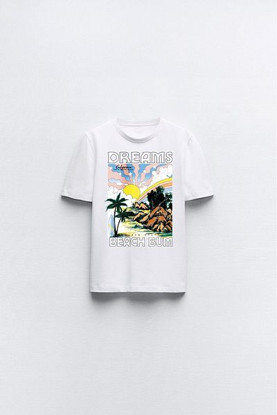 The Champ Clothing Бяла детска тениска - Dreams Beach Bum Written Landscape Design