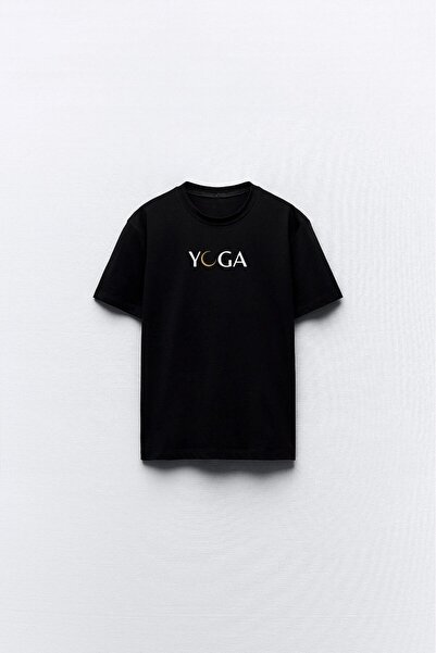 The Champ Clothing Μαύρο γυναικείο μπλουζάκι με στάμπα Yoga