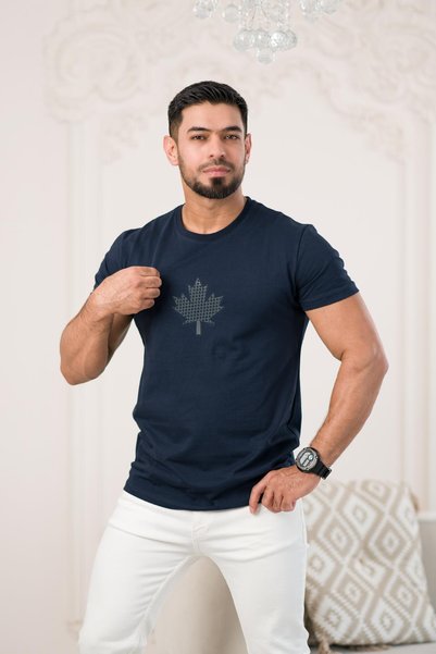 Paul Martin Crew Neck Front Printed Cotton Basic Regular Fit T-Shirt