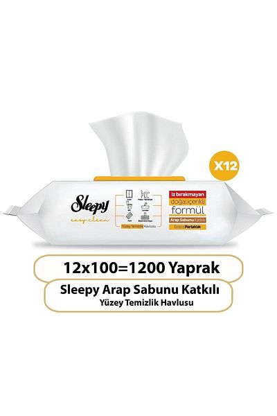 Sleepy Easy Clean Soap Added Surface Cleaning Towel 100 x 12 Pieces