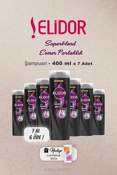 Elidor 400 ml Cotton Brown Shine Shampoo - Buy 7 Get 6
