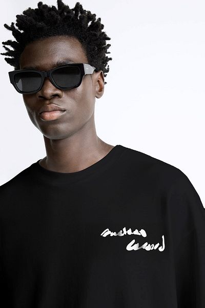 The Champ Clothing Ανδρικό μπλουζάκι Crew Neck Bay Light Son Light με εμπριμέ μαύρο Oversize