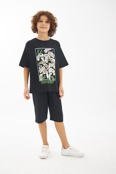 The Champ Clothing Tricou negru pentru copii - Joacă cu prietenii scris și imprimat Game Over