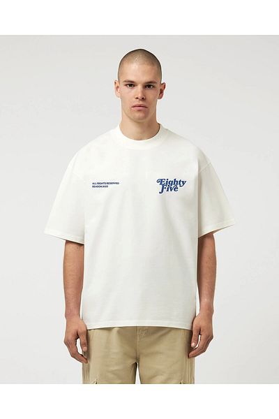 The Champ Clothing Λευκό Oversize ανδρικό μπλουζάκι - Crew Neck, Eighty Five Written