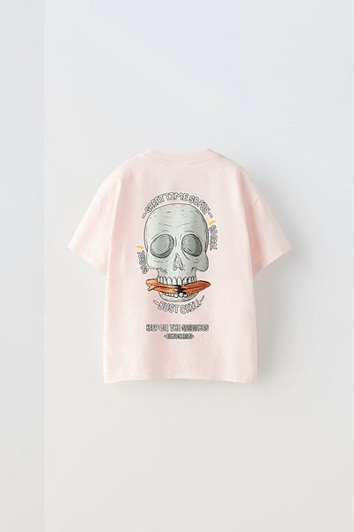 The Champ Clothing Great Time so Fun Written Skull Design Printed Pink Children's T-Shirt