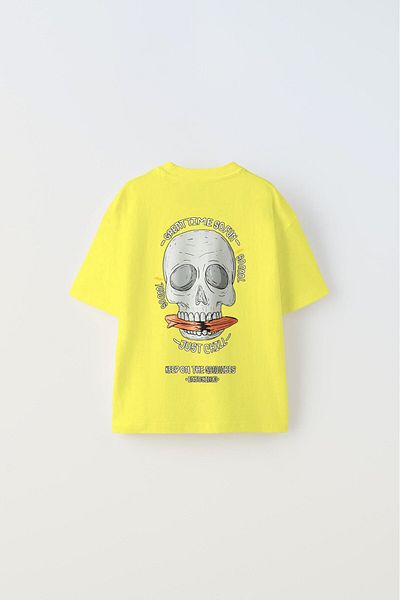 The Champ Clothing Κίτρινο Unisex Παιδικό T-shirt - Σχέδιο κρανίου, Γραπτό, Τυπωμένο