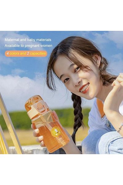 DILLER Orange Bee Tritan Water Bottle - With Straw, 550ml