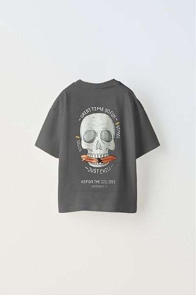 The Champ Clothing Smoked Color Παιδικό T-shirt - Σχέδιο κρανίου, γραπτή εκτύπωση